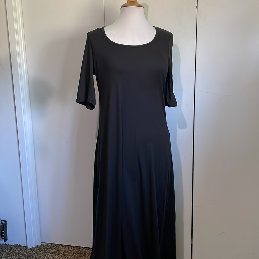 24seven Comfort Apparel NWT Pullover Black Maxi Dress Stretchy Fabric Size XL